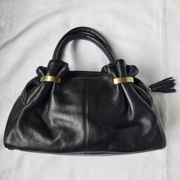 Black leather handbag by Soprano with brass detail - Picture 2 of 12